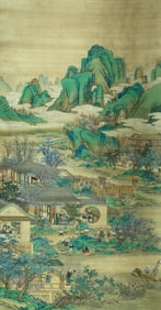 Chinese Drawing Landscape and Character Story Painting,Qiu Ying Mark