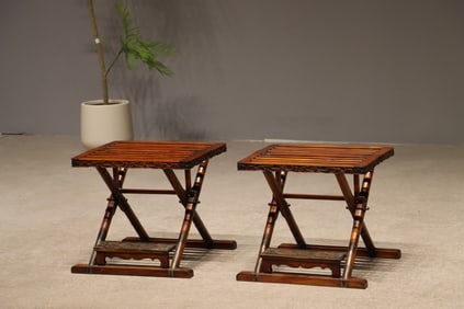 Pair of Huanghuali Wood Carved Dragon Pattern Folding Chair