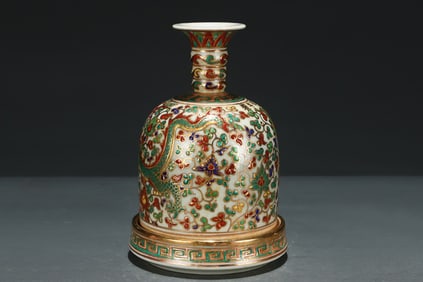 Sancai Gold Drawing Flower and Dragon Pattern Porcelain Zun