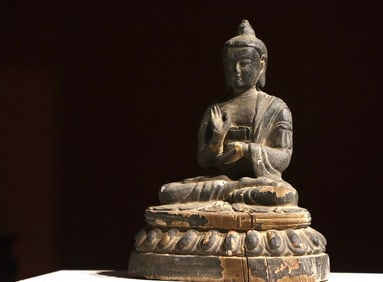 Wood Sakyamuni Figure