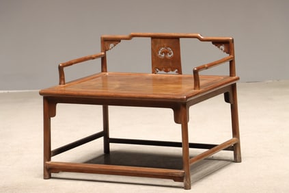 Huanghuali Wood Carved Reishi Mushroom Pattern Chair