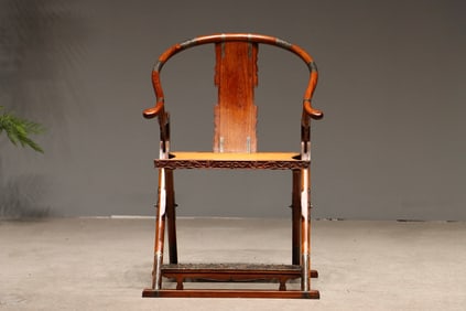 Huanghuali Wood Carved Dragon Pattern Chair