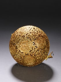 Gilt Bronze Carved Flower Pattern Incense Burner