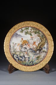 Enamel Drawing Rabbit Pattern Porcelain Plate