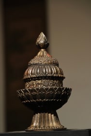 Tibetan Bronze Carved Flower and Eight Treasure Pattern Lid Pot