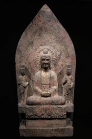 Stone Colour Painted Buddha Figure