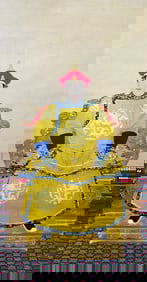 Lang Shining Mark, Chinese Emperor Portrait painting. Ink and Color on Silk, Hanging Scroll