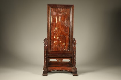 Huanghuali Wood Carved Character Story Pattern Table Plaque