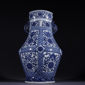 Blue and White Flower and Eight Treasure Pattern Porcelain Vase