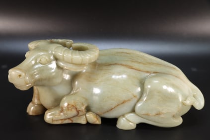 Jade Carved Ox Shape Ornament