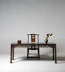 Rosewood Carved Plum Flower Pattern Table