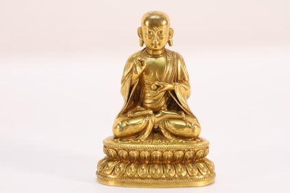 Gilt Bronze Guru Figure