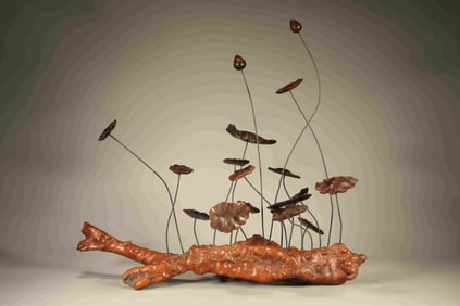 Huanghuali Wood Carved Lotus Flower Shape Figure