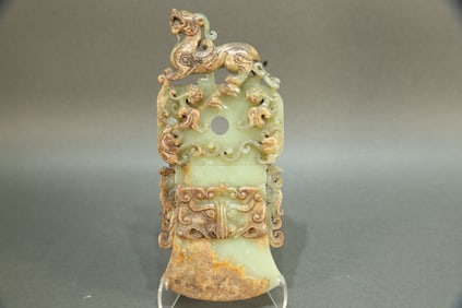Jade Carved Chi Dragon Pattern Axe