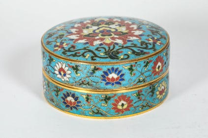 Bronze Cloisonne Carved Flower Pattern Lid Box