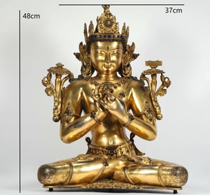 Gilt Bronze Manjushri Figure
