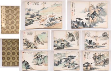 Chinese Drawing Landscape Painting Album,Zhang Daqian Mark