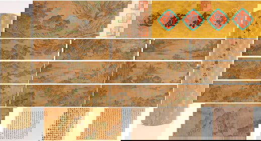 Chinese Drawing Landscape Hand Scroll,Qiu Ying Mark