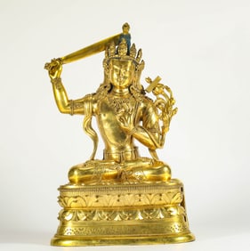 Gilt Bronze Manjushri Figure