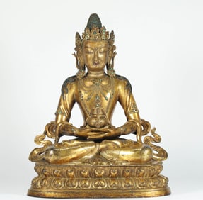 Gilt Bronze Infinite Life Buddha Figure