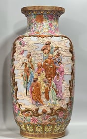 Enamel Drawing Character Story Pattern Porcelain Vase