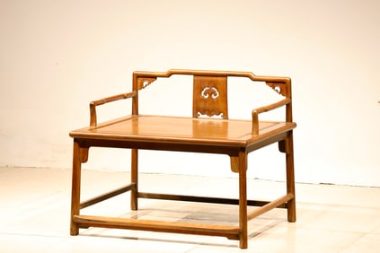 Huanghuali Wood Carved Reishi Mushroom Pattern Chair