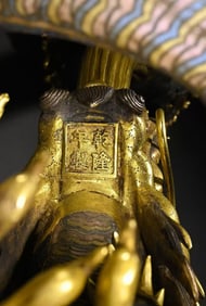 Pair of Bronze Cloisonne Carved Dragon Shape Incense Burner