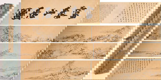 Chinese Drawing Landscape Hand Scroll,Zhang Daqian Mark