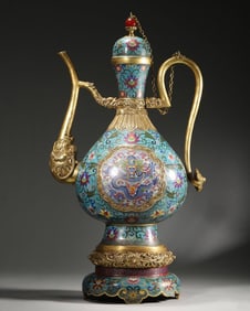 Bronze Cloisonne Carved Flower and Dragon Pattern Vase