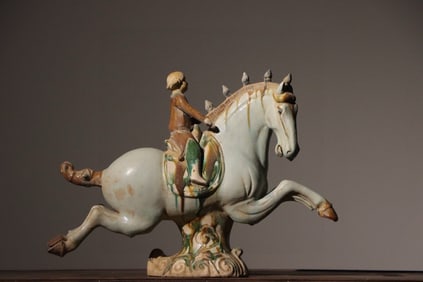 Sancai Carved Horse and Character Shape Figure