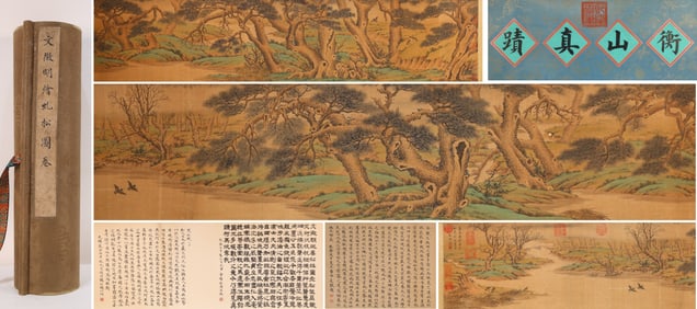 Chinese Drawing Landscape Hand Scroll,Wen Zhengming Mark