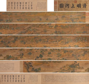 Chinese Drawing Landscape and Character Story Hand Scroll,Chen Mu Mark