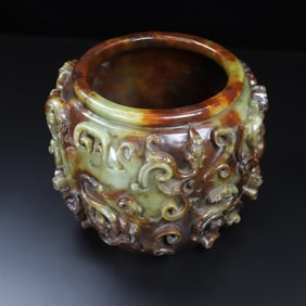 Jade Carved Dragon Pattern Pot