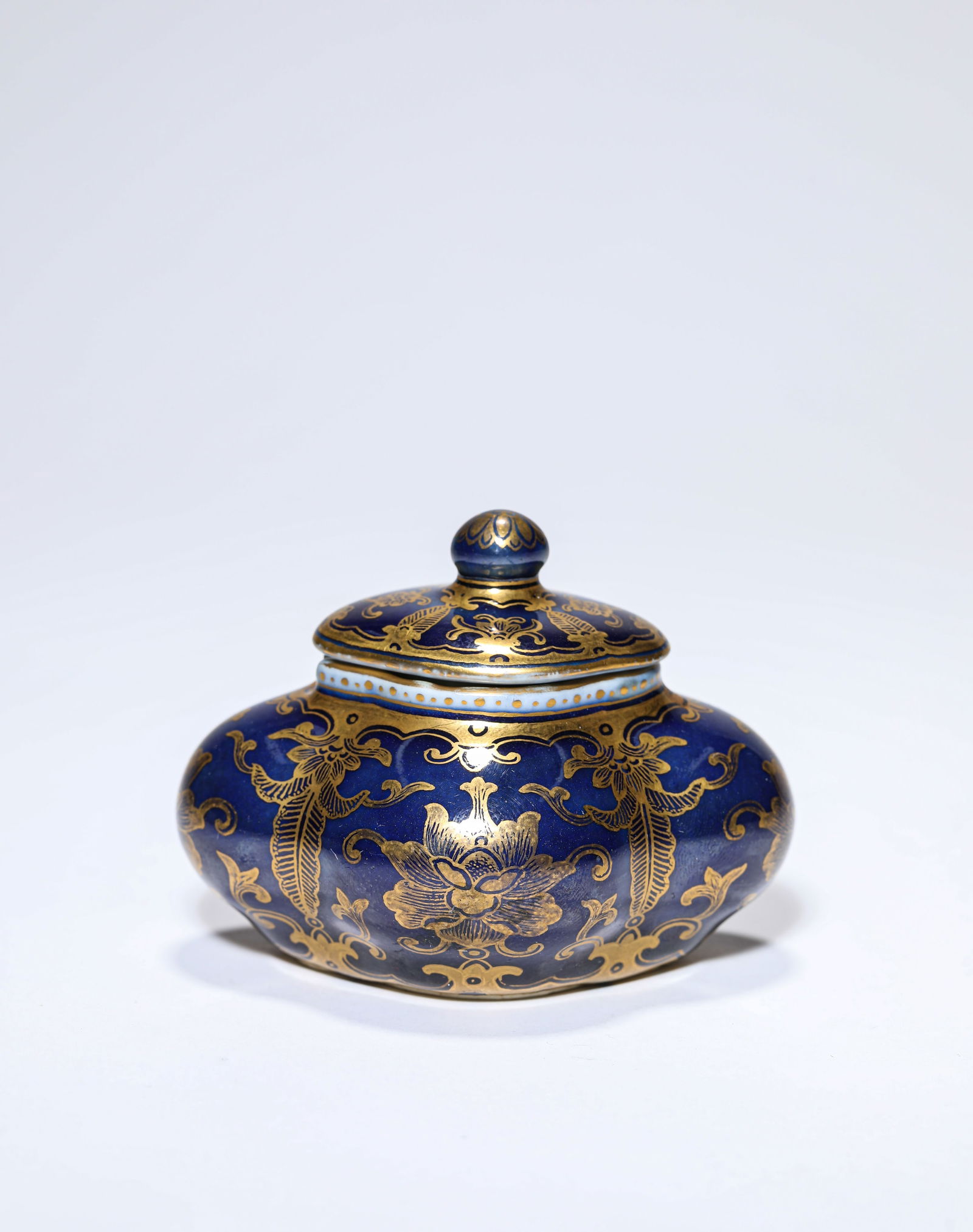 A Sacrificial Blue-Glazed and Gilt Water Pot