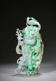 A Jadeite 'Dragon and Phoenix' Vase