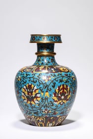 A Cloisonné Enamel 'Interlocking Lotus' Bottle Vase