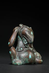 A Bronze Bear Inlaid with Gold and Gemstones