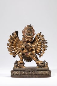 A Lacquered and Gilt-Bronze Figure of Vajrabhairava
