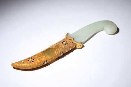 A Gilt-Bronze Dagger with Jade Hilt