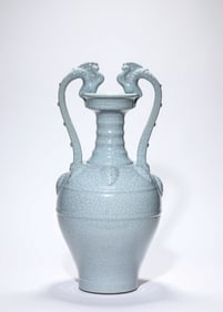 A Shadow Blue Glazed ‘Double-Dragon-Handled ’Zun
