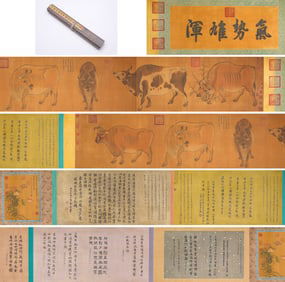 Han Huang (723-787), attributed to, Five Buffaloes Handscroll