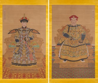 Giuseppe Castiglione (1688-1766), attributed to, Portraits of Emperor and Empress