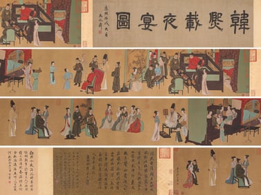Tang Yin (1470-1524), attributed to, Night Revels of Han Xizai Handscroll