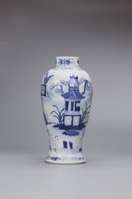 A Blue and White 'Figure Narrative' Bottle Vase
