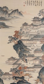 Pu Ru (1896-1963), attributed to, Cloudy Mountains and Pavilions