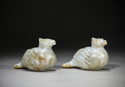 A Pair of Jade Mandarin Ducks