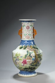 A Famille Rose 'Figural Narrative and Poetry' Vase