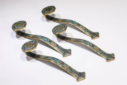 A Set of Cloisonné Enamel Ruyi Scepters