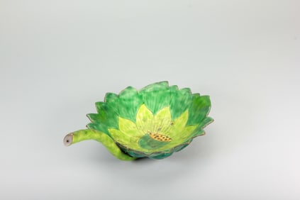 A BRONZE CLOISONNE LOTUS CUP