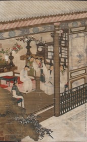 A CHINESE HAND PAINTING WITH THE MARK OF QIU YING